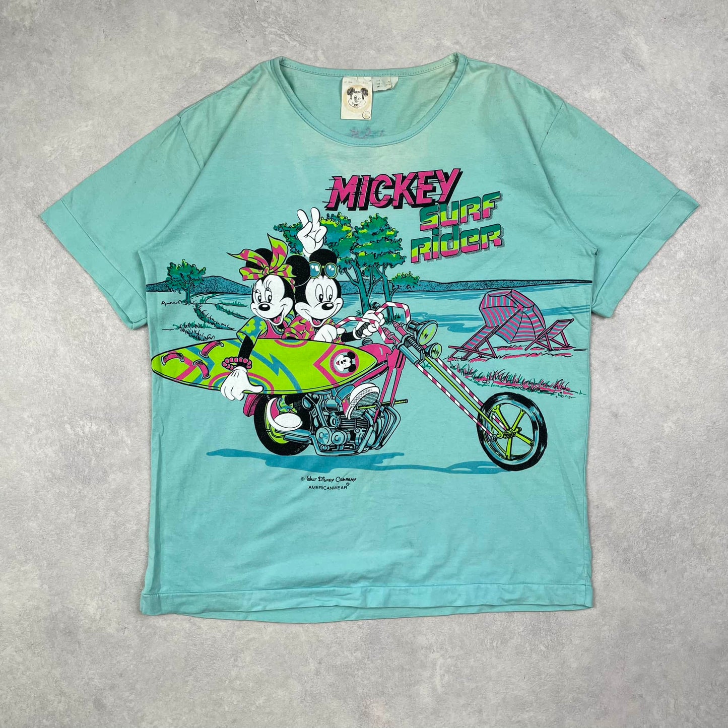 Vintage Single Stitch T-Shirt Disney “Mickey Surf Riders” Made in USA