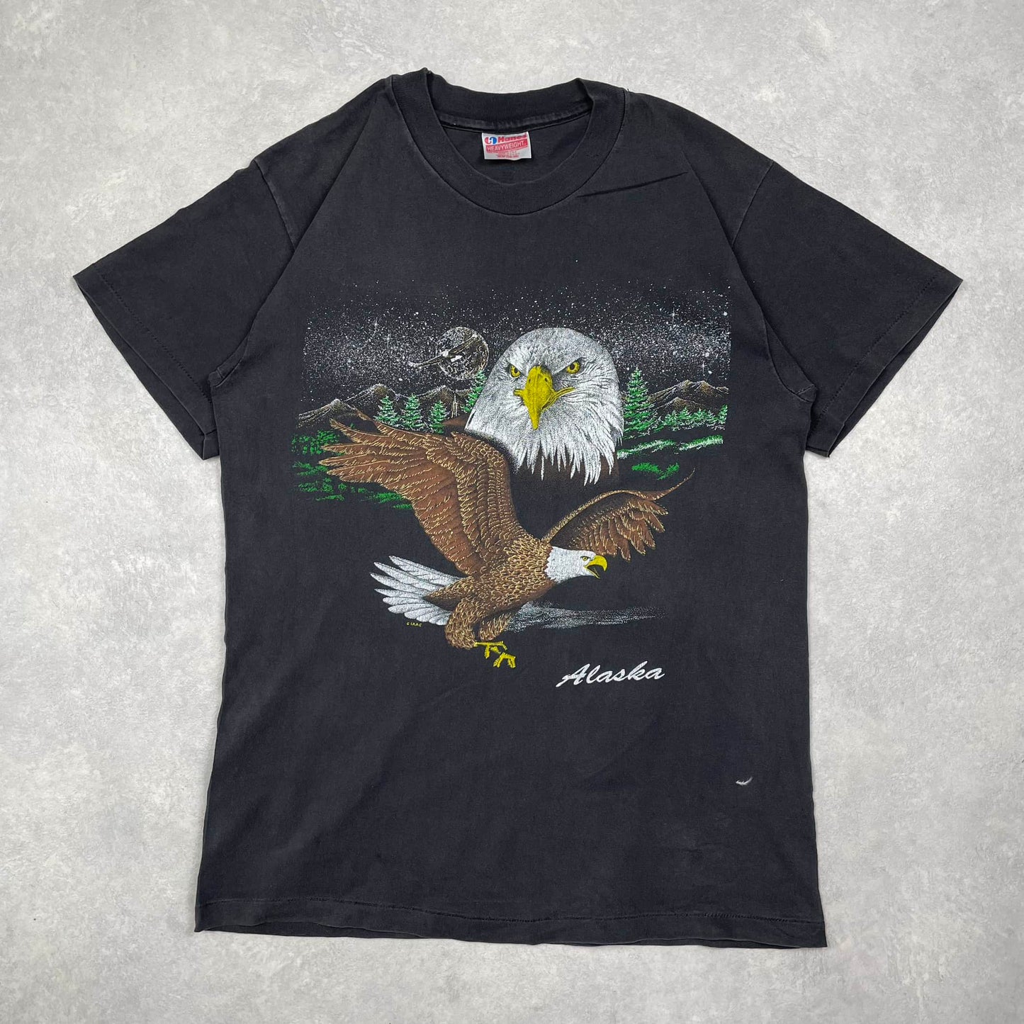 Vintage Single Stitch T-Shirt Hanes Eagle Alaska 90’s Made in USA