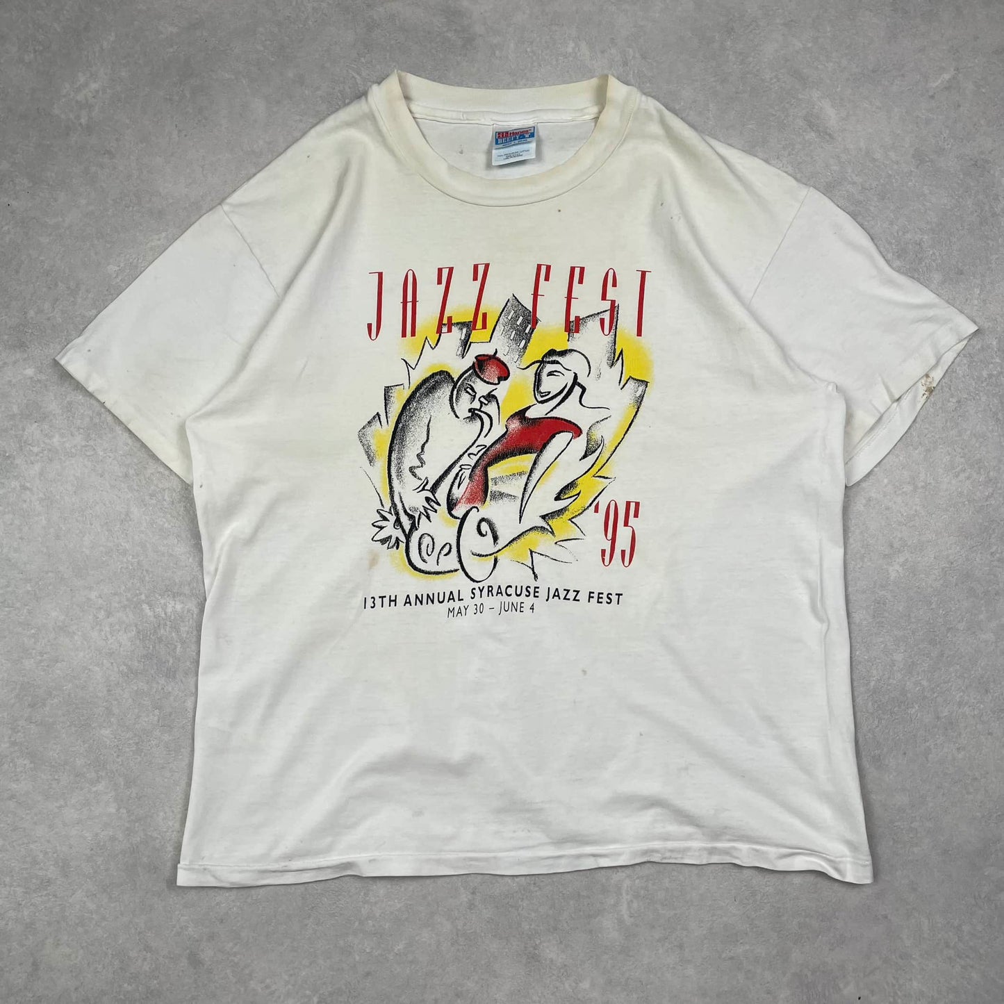 Vintage Single Stitch T-Shirt Jazz Fest 1995 Hanes Beefy Made in USA