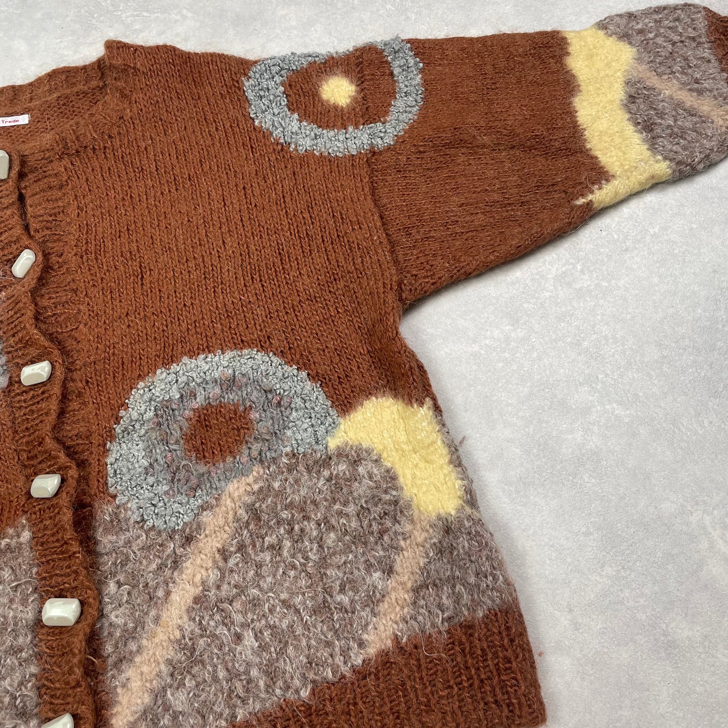 Vintage Cardigan Knit Brown Handmade