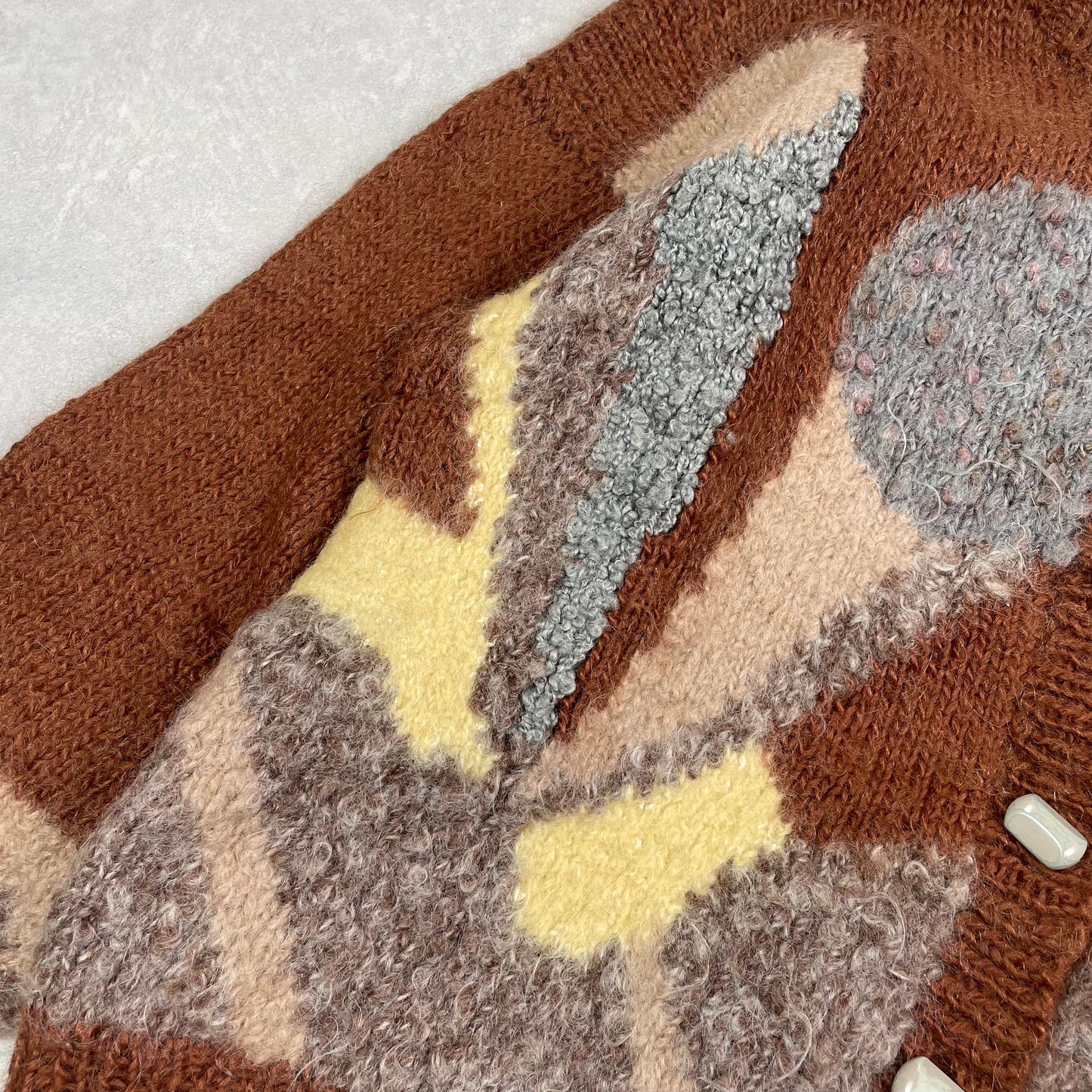 Vintage Cardigan Knit Brown Handmade