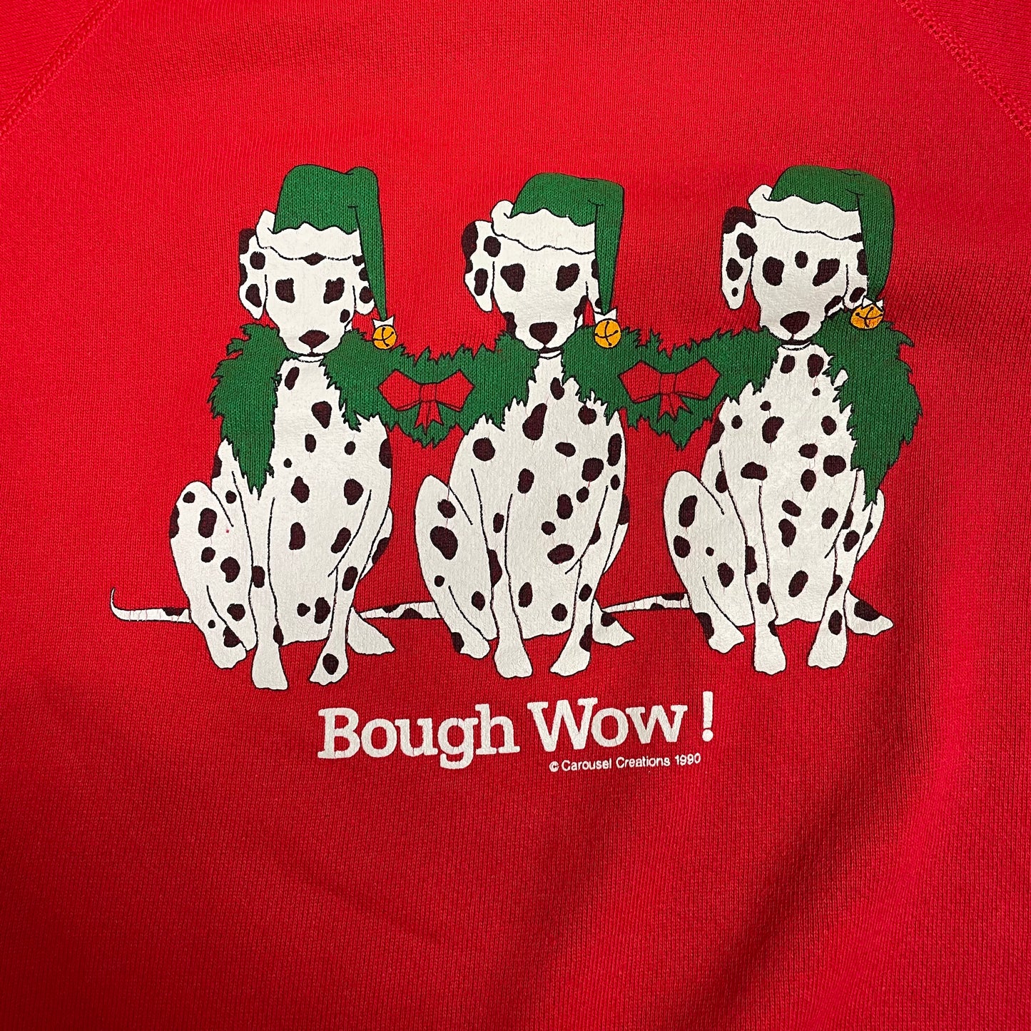 Vintage Sweater Hanes 1990 “Bough Wow!” Dalmatian Christmas Made in USA