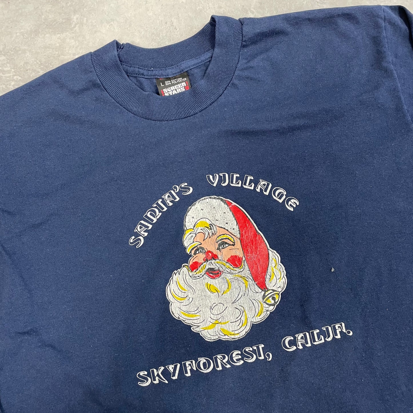 Vintage Single Stitch T-Shirt Screenstars Longsleeve “Santa’s Village Skyforest, Calif.” Made in USA 80’s