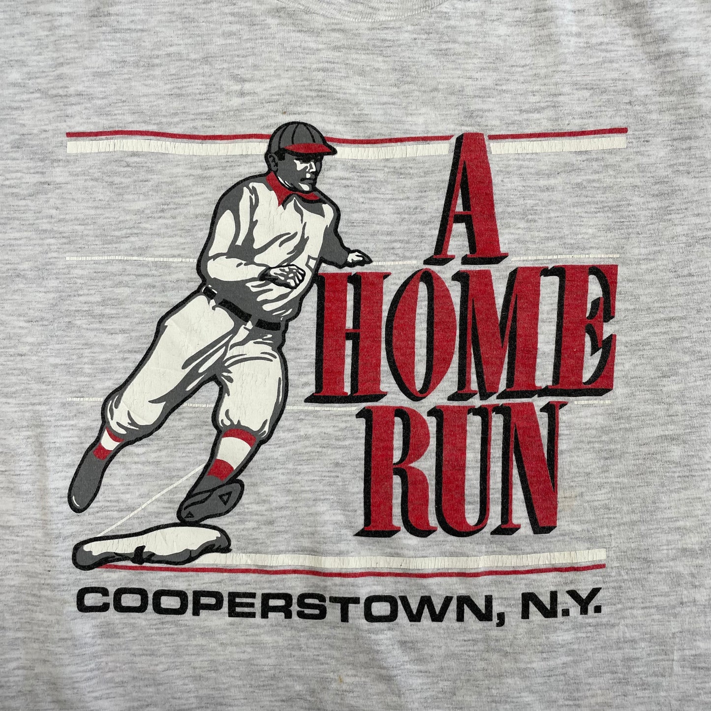 Vintage Single Stitch T-Shirt Hanes Beefy “A Home Run Cooperstown, N.Y.” Made in USA