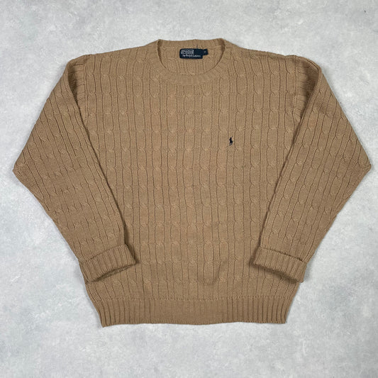 Ralph Lauren Sweater Cable Knit Beige 80% Wool