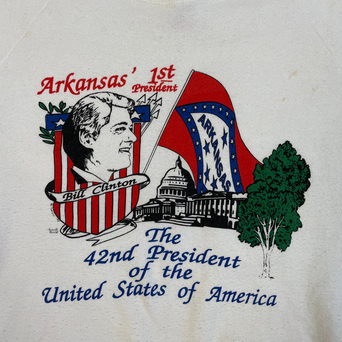 Vintage Sweater Fruit of the Loom Bill Clinton “Arkansas’ 1st President” “The 42nd President of the United States of America” Made in USA 90’s