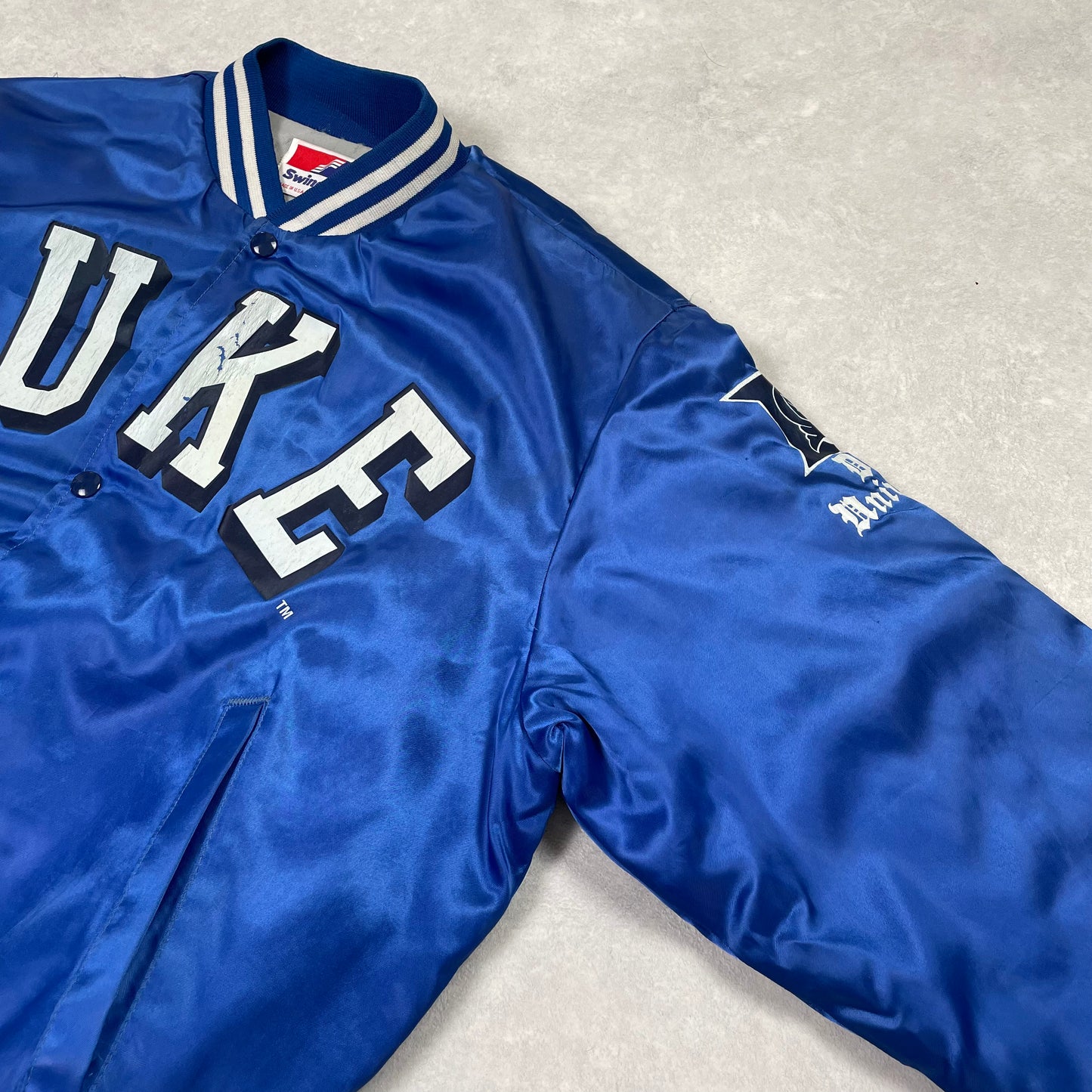 Vintage Varsity Jacket Bomber “Duke University” Made in USA 90’s Satin